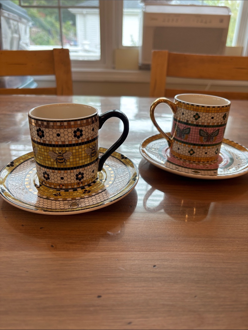 Anthropology - Butterfly & Bee Pattern Espresso Cup and Saucer Set